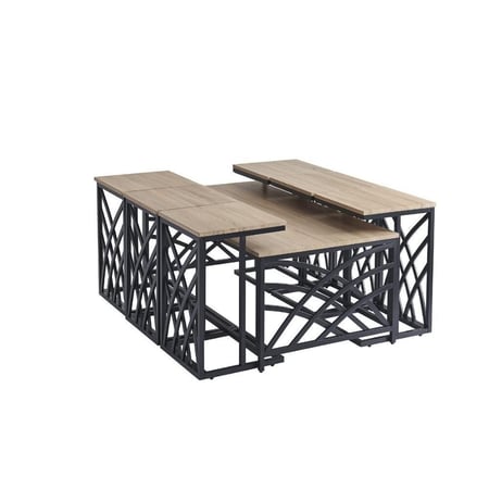 طقم طاولات جانبية خشب 7 قطع بني فاخر