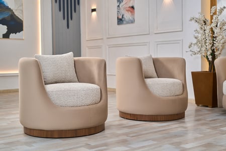 كنب مودرن فخم 4 قطع بيج فاتح