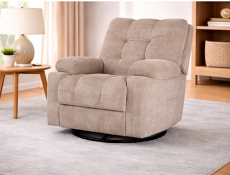 كرسي استرخاء هزاز دوار قماش متعدد الالوان بمسند ظهر طبي - مقاس كبير قطعة واحدة