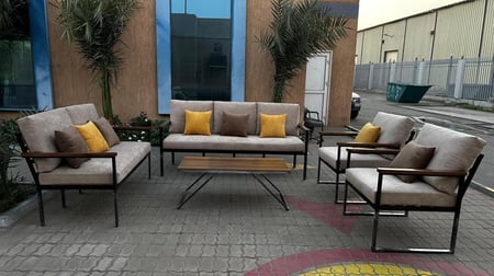 طقم جلسة خارجية مودرن 7 أشخاص - رمادي - 5 قطع