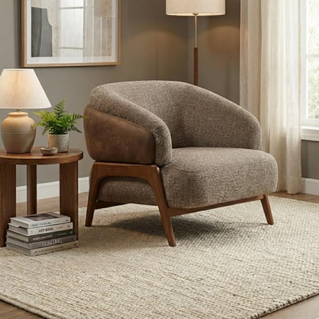 طقم غرفة معيشة خشب زان طبيعي بدرجات بني وبيج – 4 حبه