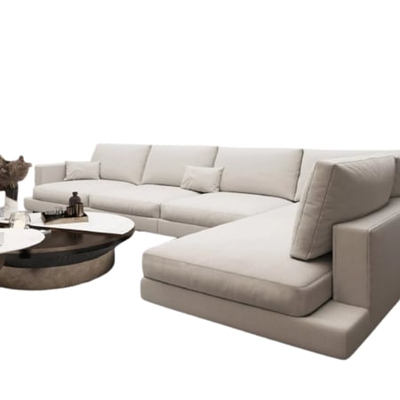 كنب زاوية مودرن لون بيج فاتح فخم- اختيار مثالي للمساحات الواسعة