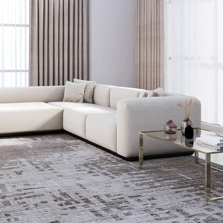 كنبة زاوية من الكتان الفاخر - 300×225×85 سم - أوف وايت
