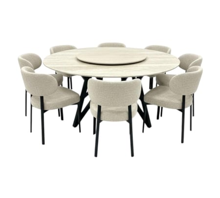 طاولة طعام سيراميك 8 كراسي متعددة الألوان - سطح فاخر مقاوم للخدش وسهل التنظيف