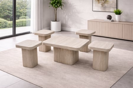 طقم طاولات خشب لغرفة المعيشة متعدد الألوان – تصميم عصري يناسب كل الديكورات