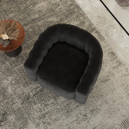 كرسي من قماش البوكليه والخشب السويدي – لون أسود – 80×85×85 سم