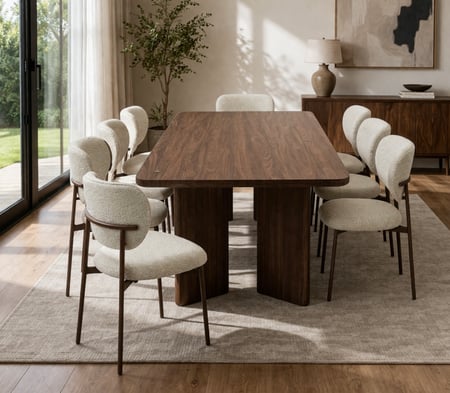 طاولة طعام مودرن فخمة لون بيج مقاسات مختلفة - تصميم أنيق يضيف لمسة راقية لمنزلك