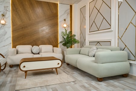 طقم كنب مودرن خشب منحني 4 قطع