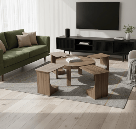 طقم طاولات 5 قطع المقاس الرئيسي 80x80 سم