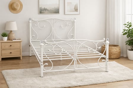 سرير حديد فاخر لون أبيض - جودة عالية وتحمل قوي للاستخدام اليومي