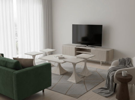 طقم طاولات صالون 1+4مودرن 80×80 وخدمة 40×40