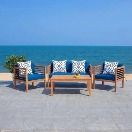 طقم جلسات خارجية من الخشب الطبيعى بتصميم رائع