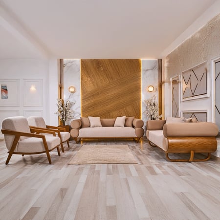 طقم كنب بيج وبني – لمسة فنية وعصرية