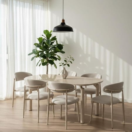 طقم طاولة طعام رخامي  6 كراسي- تصميم عصري بأحجام متعددة