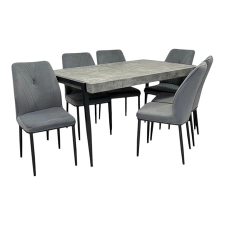 طقم طاولة طعام خشب وكراسي مبطنه - تصميم مودرن