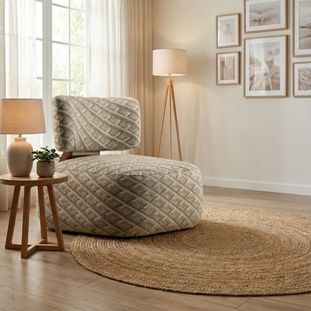 طقم كنب مخمل بيج × بني خشب زان طبيعي مع حامل أكواب – 4 حبه