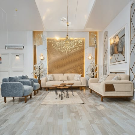 طقم كنب مودرن - موديل ستار - ارجل خشبية - 4 قطع