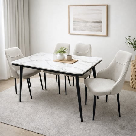 طاولة طعام 4 كراسي رخام متعددة الألوان - خامة متينة تتحمل الاستخدام اليومي