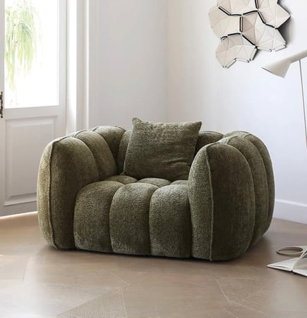 كرسي بذراعين بوكلية بتصميم عصري مريح لون أخضر – 85×80×85 سم