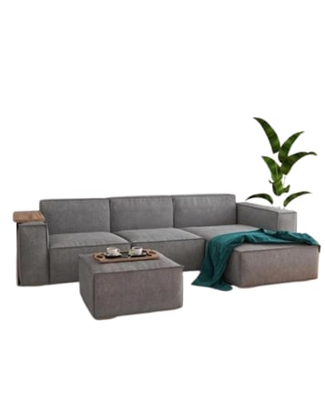 كنبة زاوية كتان مودرن لون رمادي - راحة وأناقة في قطعة واحدة