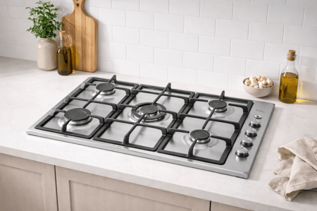 سطح غاز 90×60 تركي 5 عيون - مساحة أكبر وتحكم أفضل للطهي