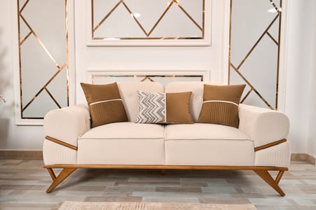 طقم كنب مودرن فاخر بني وبيج مخمل