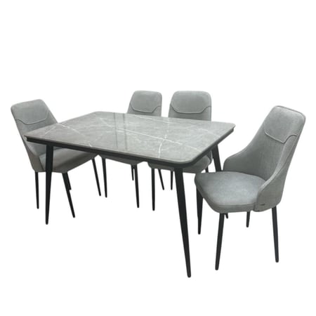 طاولة طعام 4 كراسي رخام متعددة الألوان - خامة متينة تتحمل الاستخدام اليومي