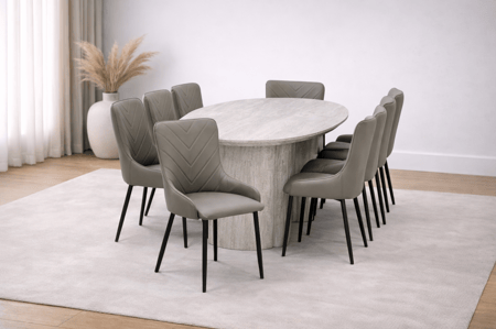 طاولة طعام 8 كرسي لون رمادي – خامات متينة تعيش معك سنوات