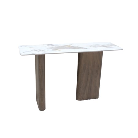 كونسول مدخل مودرن بسطح رخامي وأرجل خشبية – تصميم أنيق