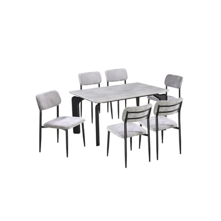 طقم طاولة طعام رخامي لون رمادي - تصميم عصري بأحجام متعددة