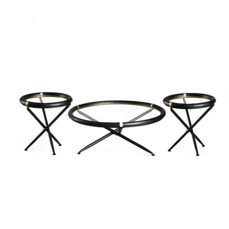 طقم شاي زجاج اطار خشب