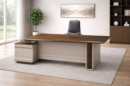 مكتب إداري عملي مودن لون بني - بسطح واسع لتنظيم مهامك اليومية