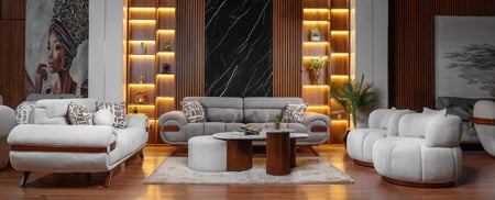كنبة زاوية مودرن خشب زان لون رمادي- مقاعد مريحة بتصميم عصري وأرجل خشبية