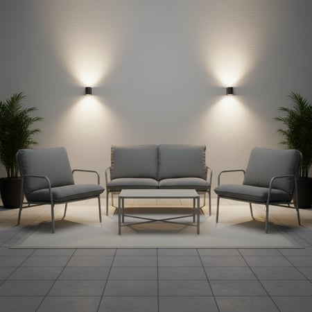 طقم حديقة معدني رمادي 4 مقاعد - عصري مقاوم للصدأ