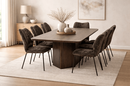 طاولة طعام 8 كرسي لون بني - راحة جلوس مثالية لكل أفراد الأسرة