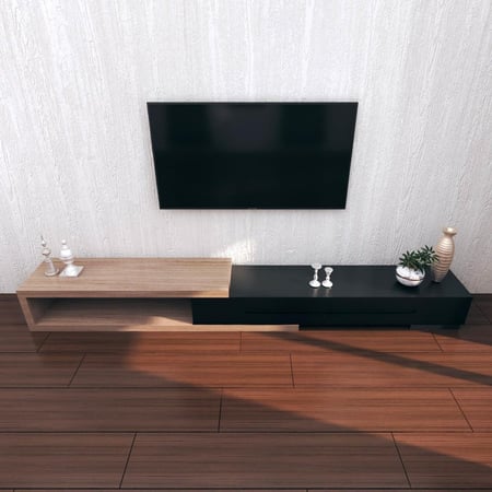 طاولة تلفزيون خشب بتصميم مودرن - 260×40×40 سم