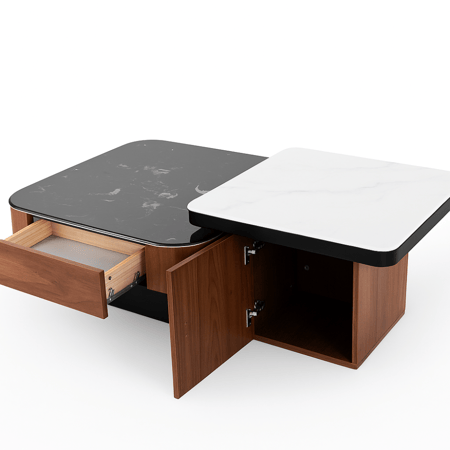 طقم طاولات قهوة مربع بتصميم متداخل - 2 حبه