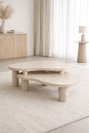 طاولة قهوة رخام مودرن لون بيج - تصميم فاخر يناسب جميع الديكورات