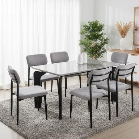 طقم طاولة طعام رخامي لون رمادي - تصميم عصري بأحجام متعددة