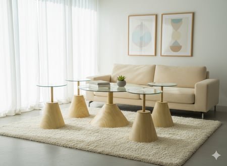 طقم طاولات عصرية أنيقة - باللون الخشبي الغامق - واللون الابيض