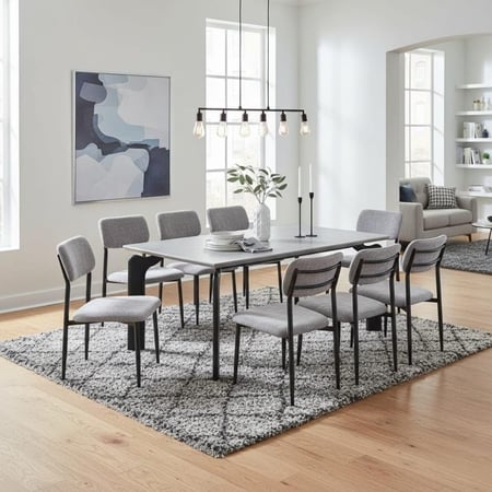 طقم طاولة طعام رخامي لون رمادي - تصميم عصري بأحجام متعددة