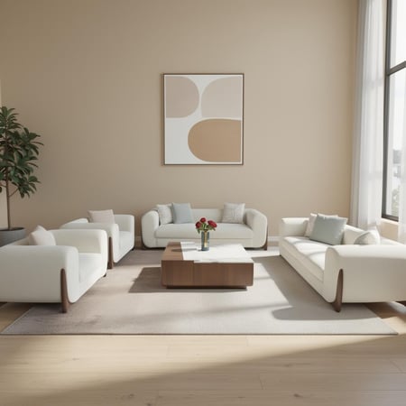 طقم كنب مودرن فخم قماش أسود وبيج بأرجل ذهبية – 4 قطع