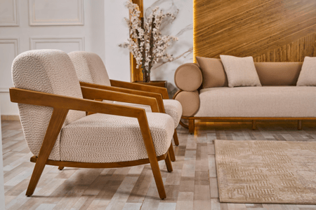 طقم كنب مودرن خشب ومخمل 4 قطع