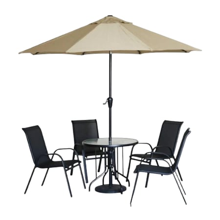طاولة خارجية 4 كراسي مع المظلة - تصميم عملي يناسب الجلسات الطويلة