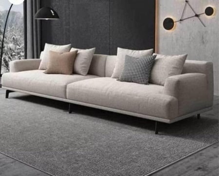 كنبة ثلاث مقاعد من الكتان والخشب السويدي بلون بيج أنيق – 230x90x90 سم