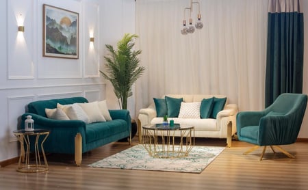 طقم كنب خشب زان وقاعدة ستيل – 3 حبة