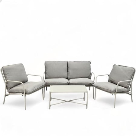 طقم حديقة معدني رمادي 4 مقاعد - عصري مقاوم للصدأ