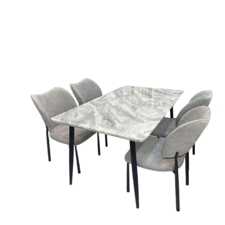 طاولة طعام 4 كراسي بديل رخام لون رمادي – خيار عملي يجمع الجمال والمتانة