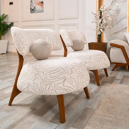 طقم كنب مودرن سرير – بيج فاتح مع قماش مشجر