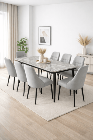 طاولة طعام 8 كراسي رخام  متعددة الألوان- تصميم فاخر يضيف فخامة لغرفة الطعام